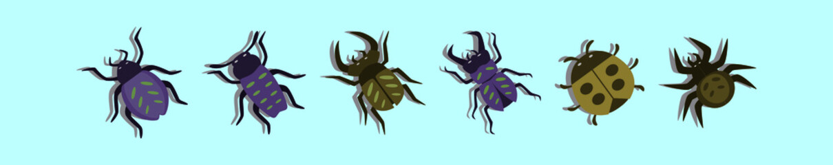 set of bugs cartoon icon design template with various models. vector illustration isolated on blue background