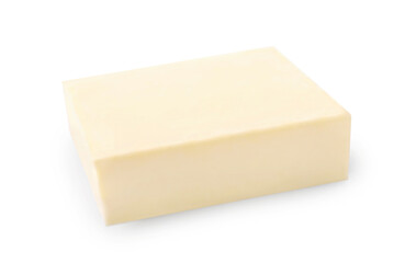 Fresh butter block isolated on white background.