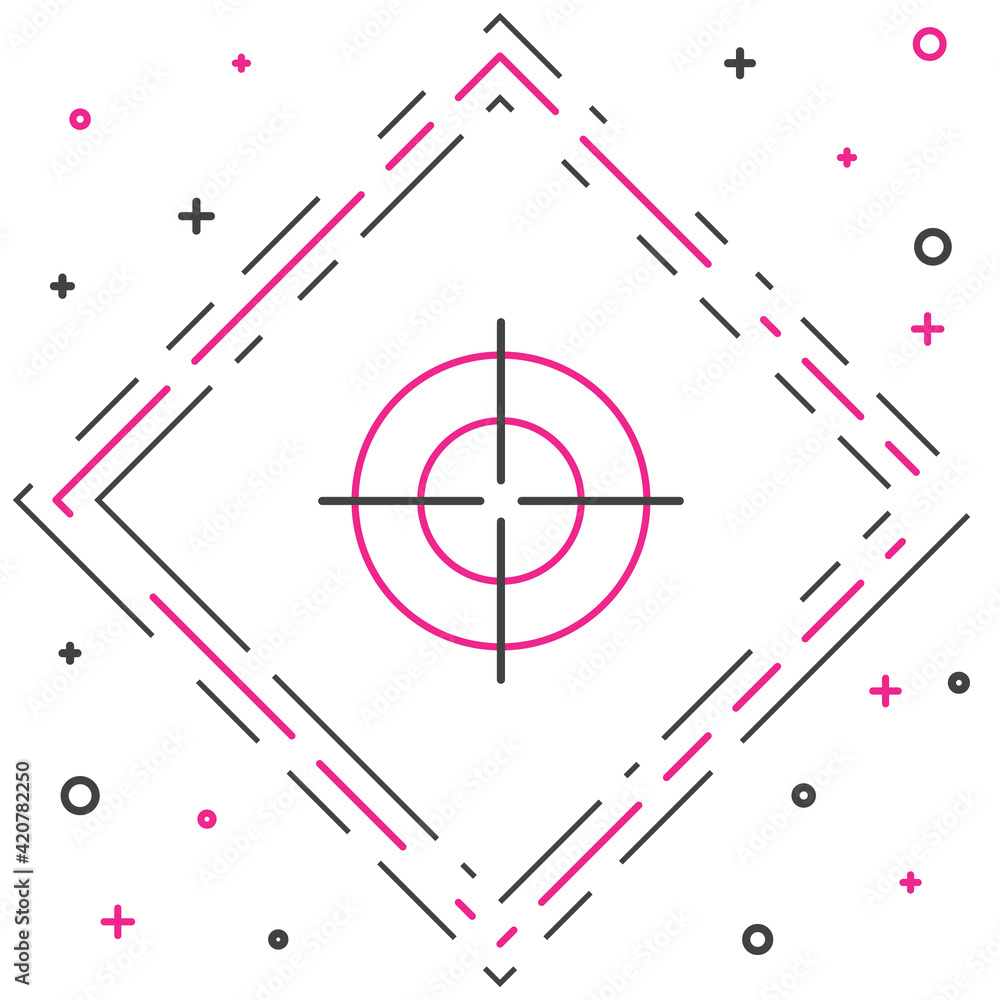 Poster line target sport icon isolated on white background. clean target with numbers for shooting range or