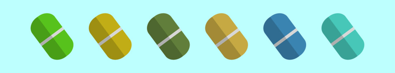 set of medicine cartoon icon design template with various models. vector illustration isolated on blue background