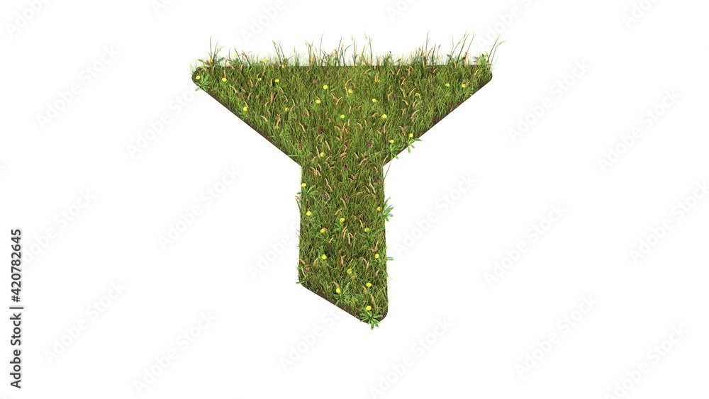 Poster 3d rendered grass field of symbol of filter isolated on white background