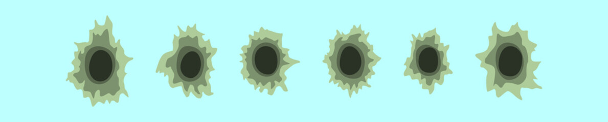 set of bullet cartoon icon design template with various models. vector illustration isolated on blue background