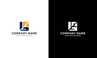 LS Initial logo design vector template on a black and white background.