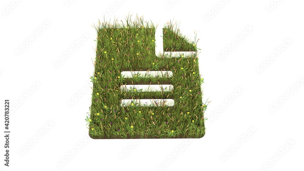 Poster 3d rendered grass field of symbol of file alt isolated on white background
