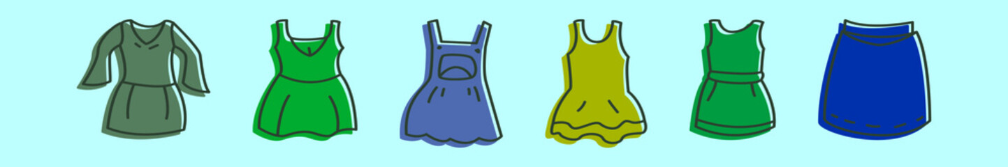 set of dresses cartoon icon design template with various models. vector illustration isolated on blue background