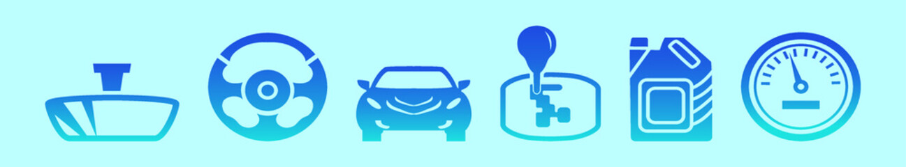 set of car element cartoon icon design template with various models. vector illustration isolated on blue background