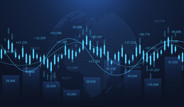 Stock market or forex trading graph in futuristic concept for financial investment or economic trends business idea. Financial trade concept. Stock market and exchange Candle stick graph chart vector.