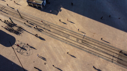 Famous Alexanderplatz Square in Berlin from above - aerial view - urban photography