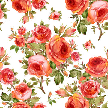  Seamless pattern of beautiful bouquets of roses