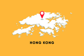  Hong Kong Isometric map with location icon vector illustration design