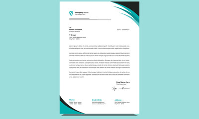 Modern fresh corporate professional creative clean business style letterhead template design for your project design with unique black and blue shapes.  