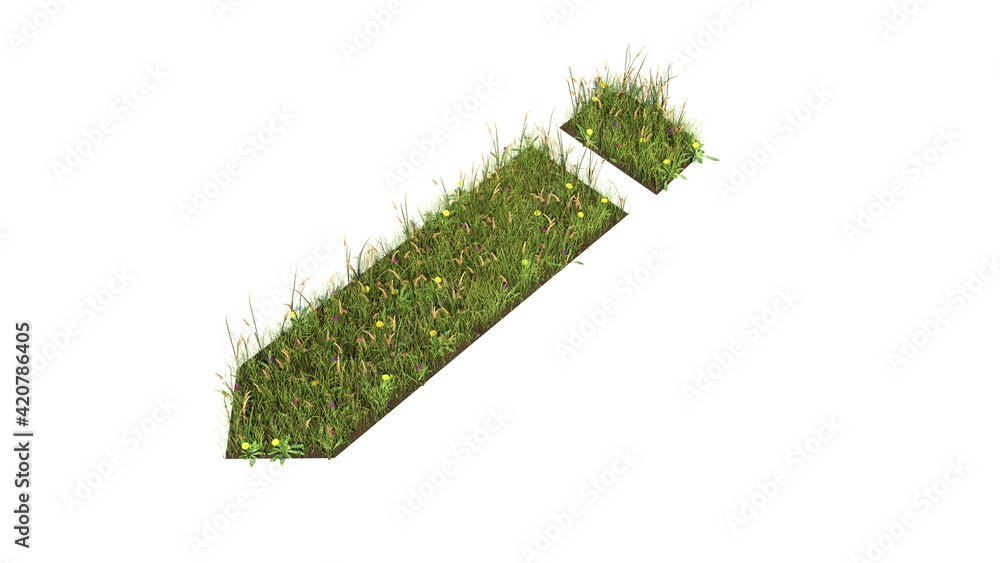 Poster 3d rendered grass field of symbol of create new pencil button isolated on white background