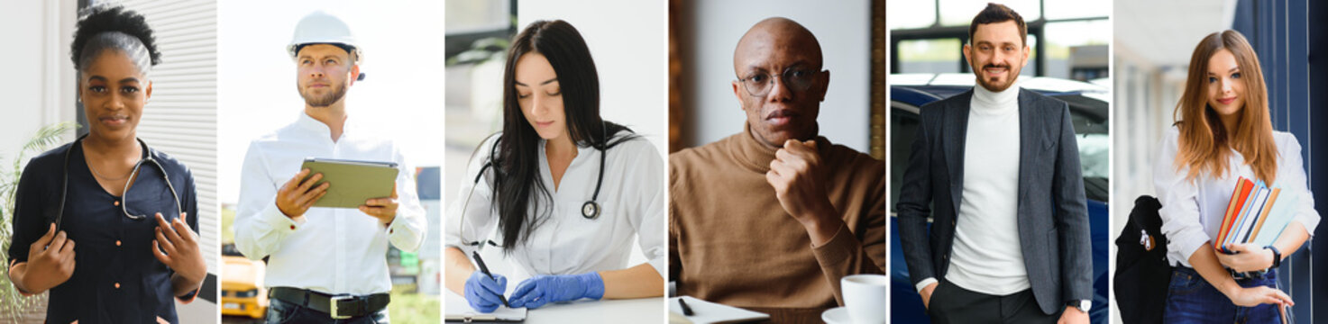 Collage with people of different professions.
