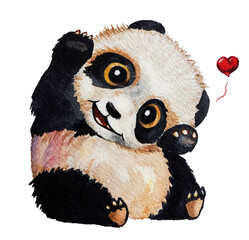 Cute panda watercolor animal illustration © Mariya