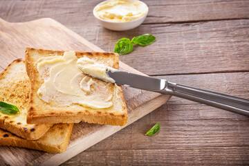 Slices of toast bread with butter