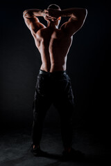 Fototapeta na wymiar Mountain of muscles. Muscular man with sexy body