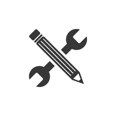 Wrench and pen - Design project - Vector web flat