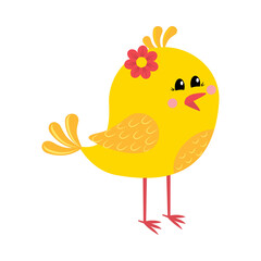 Chicken isolated on a white background, color vector illustration