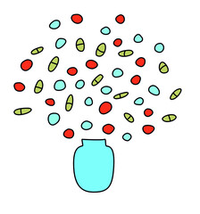 Medicine and pills. Vector hand drawn illustration in doodle style. Medical first aid kit