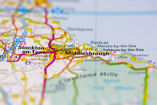 03-16-2021 Portsmouth, Hampshire, UK Middlesbrough Shown on a geography map or road map