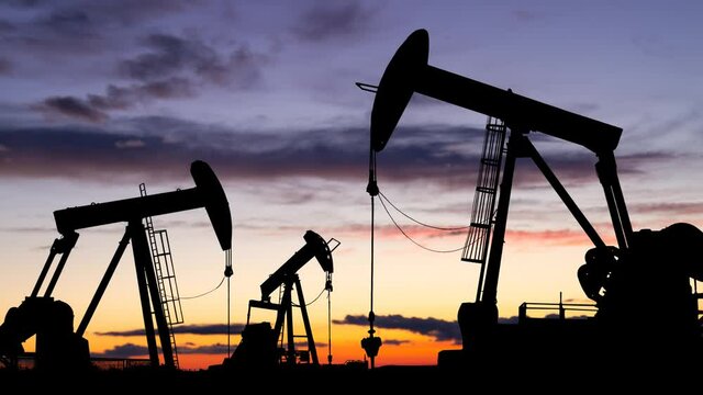 Oil industry equipment, Time Lapse at Twilight