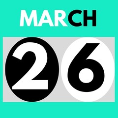 March 26 . Modern daily calendar icon .date ,day, month .calendar for the month of March