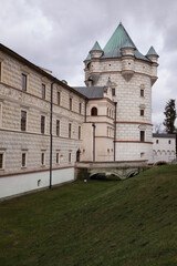 Fototapeta na wymiar Royal tower of Krasiczyn castle (Zamek w Krasiczynie) near Przemysl. Poland