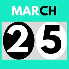 March 25 . Modern daily calendar icon .date ,day, month .calendar for the month of March