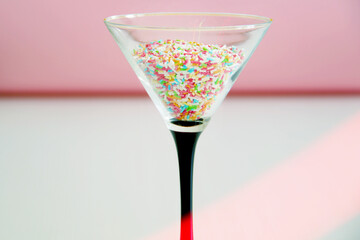 birthday party cocktail filled up with sweet candies