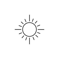 Sun line icon, outline vector sign, linear style pictogram isolated on white. Sunny weather symbol, logo