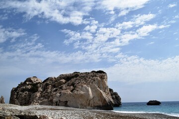 Fototapeta na wymiar Beautiful views of the Mediterranean Sea. Birthplace of Aphrodite, Cyprus, Petra tou Romiou.
