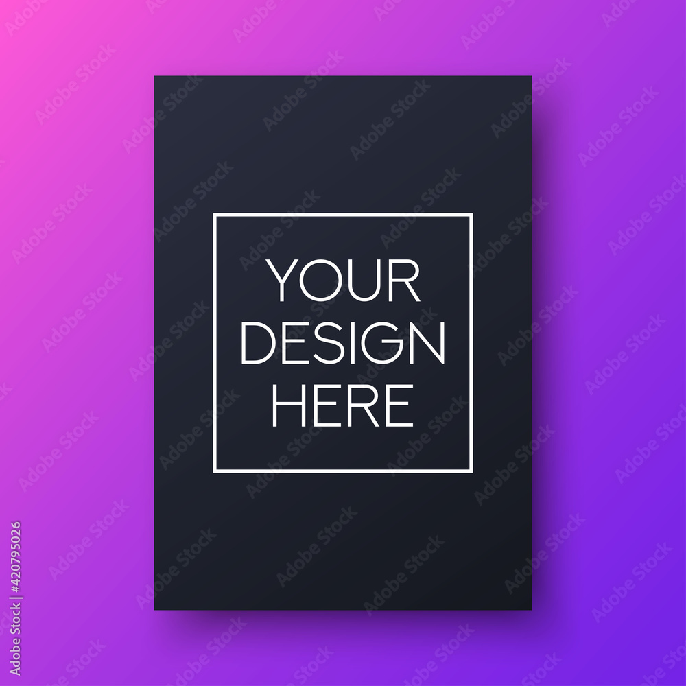 Aufkleber realistic black poster with shadow on color gradient background. mockup empty paper blank. template 