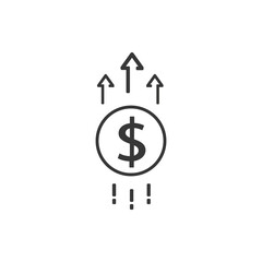 Financial growth icon, linear sign isolated on white background - editable vector illustration