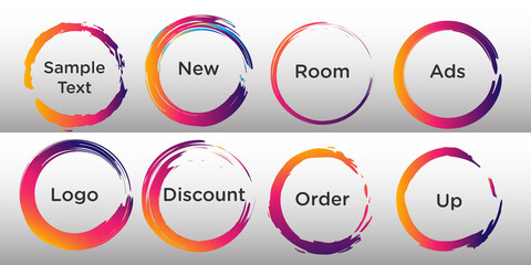 multiple colored Grunge frame with text inside collection.colored rounded Grunge border set.Grunge round shapes. multiple colored Grunge frame with text banner collection. SS Vector