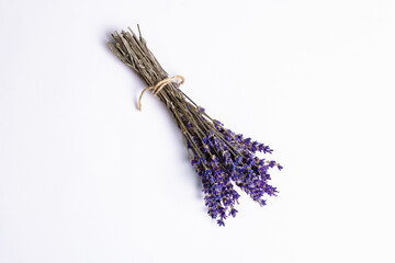 Dry lavender bouquet isolated on white background