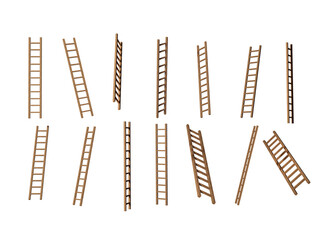  Wooden ladder isolated on a white background.3d illustration  © moderngolf1984