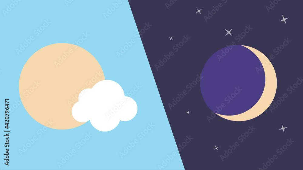 Poster colorful animated switch day and night mode. shape animation.