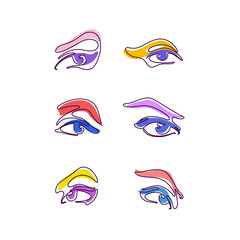 Contour line illustration of eyes for beauty salons, cosmetics. 