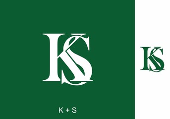 White and green color of KS initial letter