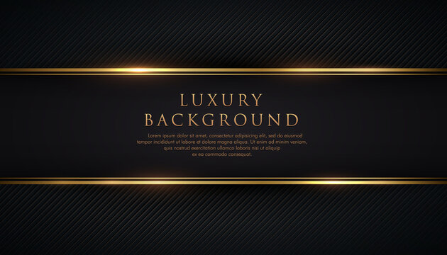 Luxury black stripe with gold border on the dark diagonal line texture background. VIP invitation banner. Premium and elegant. Vector illustration.