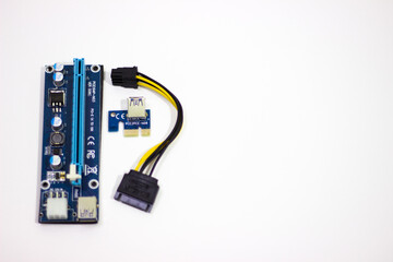 Riser for mining on video card. Device for collecting a mining farm. Mining board.Microcircuit for connecting video card.