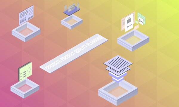 Advanced product quality planning concept on abstract design