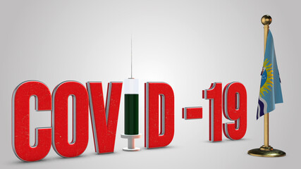 Santa Cruz vaccination campaign and Covid-19 3D illustration.