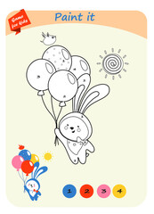 Educational game for children. Color the picture according to the sample