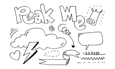 Hand drawn set elements, for concept design. vector illustration.