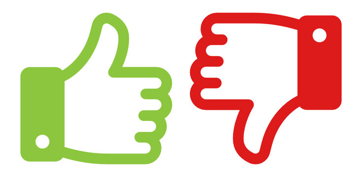 Thumb up and thumb down sign. Vector illustration