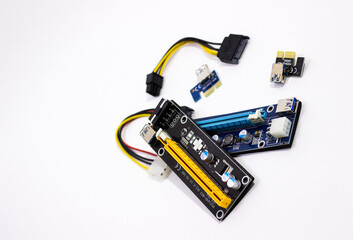 Riser for mining on video card. Device for collecting a mining farm. Mining board.Microcircuit for connecting video card.