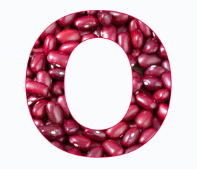 O, Letter of the Alphabet - Red adzuki bean - Phaseolus vulgaris
