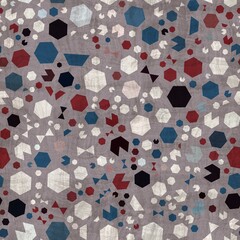 Seamless red white and blue textured geometric pattern. High quality illustration. Color blocked shapes in an old vintage look. Generic and versatile design useful for all types of surface design.