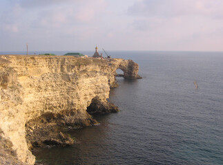 sea bay with Cape Tarkhankut Crimea for tourism attractions with a grotto